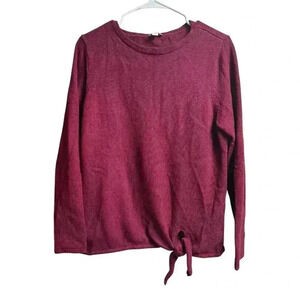 J.Jjill Pure Jill Medium Maroon Cotton/Wool Blend Sweater Front Tie Detail